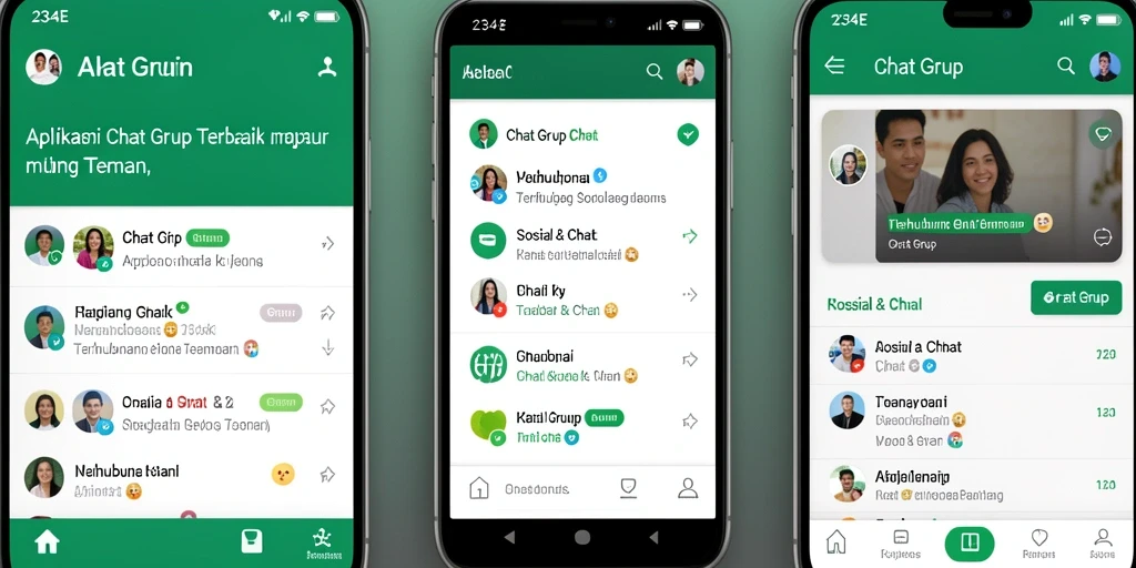 Tampilan antarmuka aplikasi Chat Grup 234E.