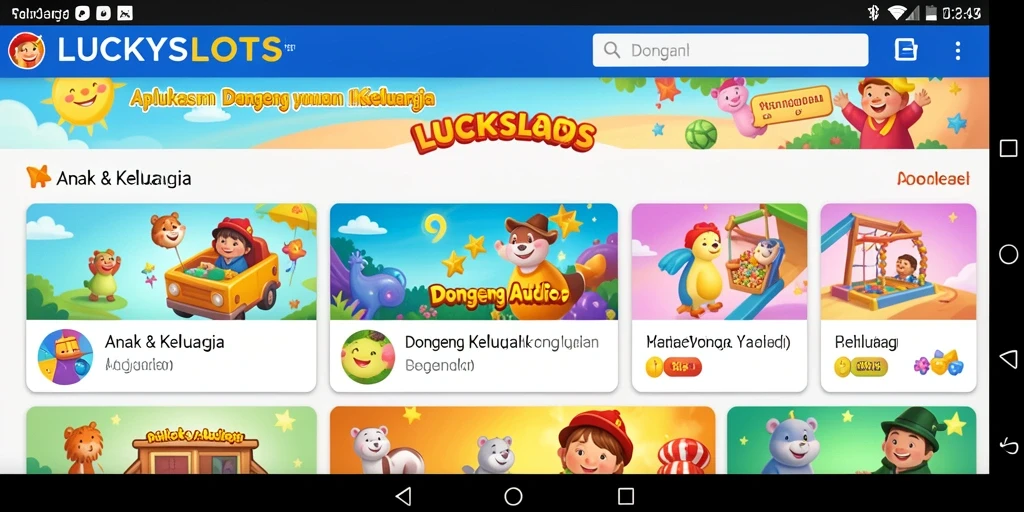 Antarmuka aplikasi LUCKYSLOTS yang ramah anak dan intuitif.
