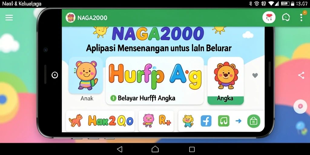 Antarmuka NAGA2000 menunjukkan anak sedang belajar huruf dan angka.