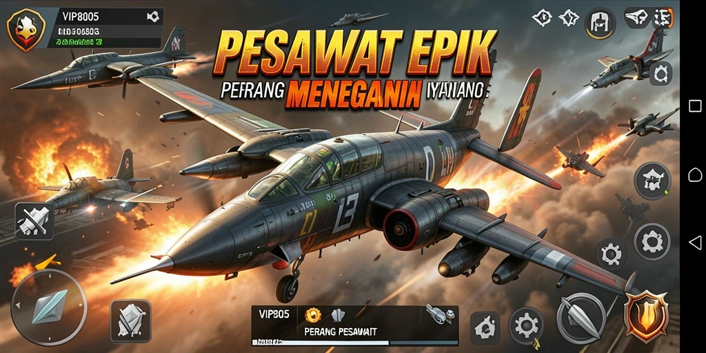 Tampilan antarmuka game Perang Pesawat yang menarik dan interaktif.